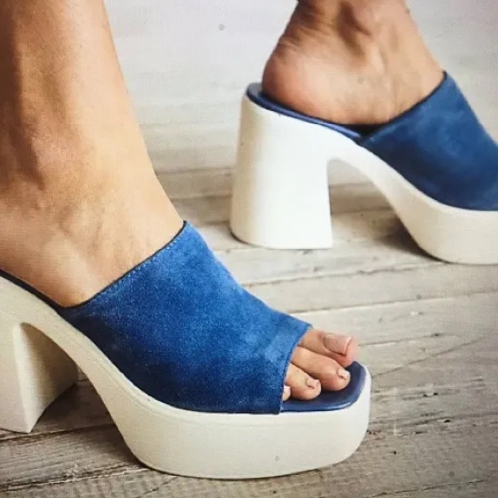 Free people ZOE PLATFORM SLIDE SANDAL IN WINDING RIVER size 37